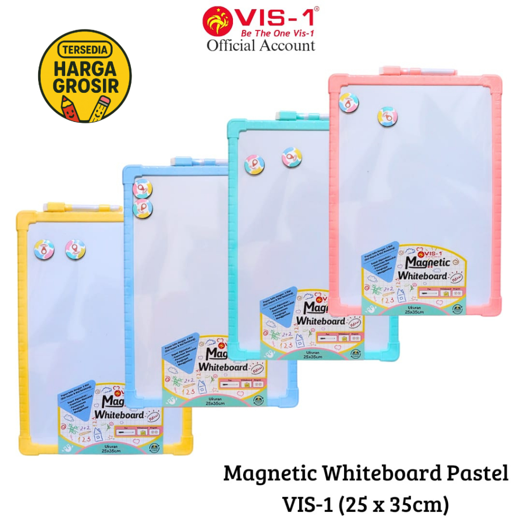 

VIS-1 - Magnetic Whiteboard Pastel UK 25x35 | Set Spidol Penghapus