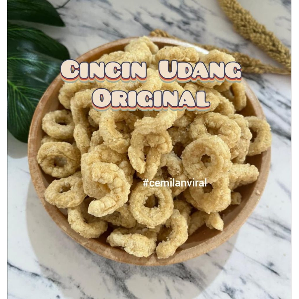 

Cemilan Viral Cincin Udang Original & Pedas Lanting Udang Kriuk Renyah Krupuk Food Snack