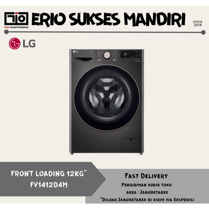 MESIN CUCI LG FV1412D4M 12 KG FRONT LOADING INVERTER