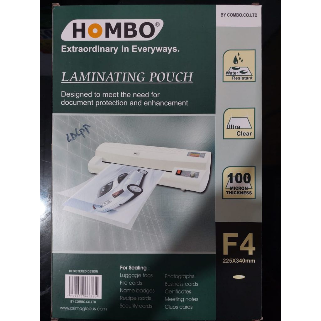 

Plastik Laminating Filim F4 Hombo isi 100Lembar 100micro per pack