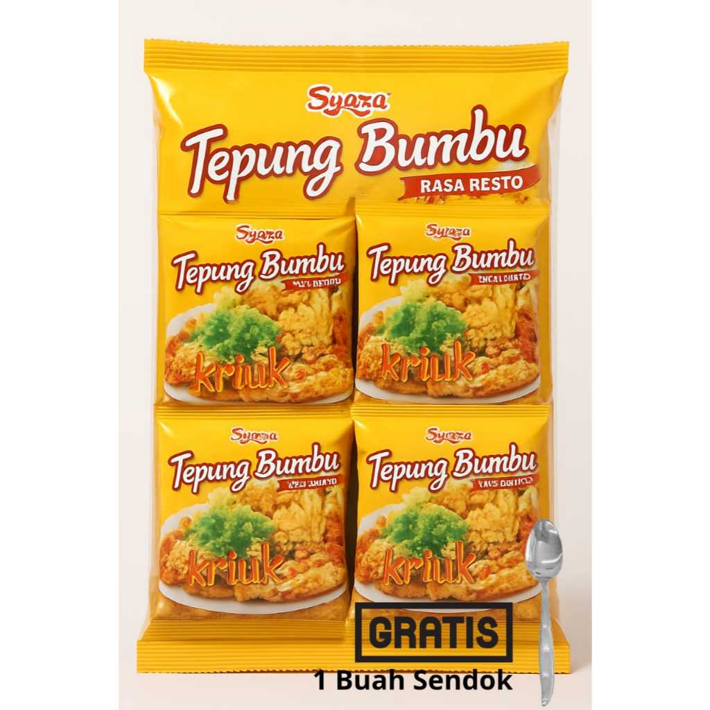 

Syaza Tepung Bumbu Rasa Resto 100gr – Paket 10 Pcs + Gratis Sendok Stainless Crispy Serbaguna