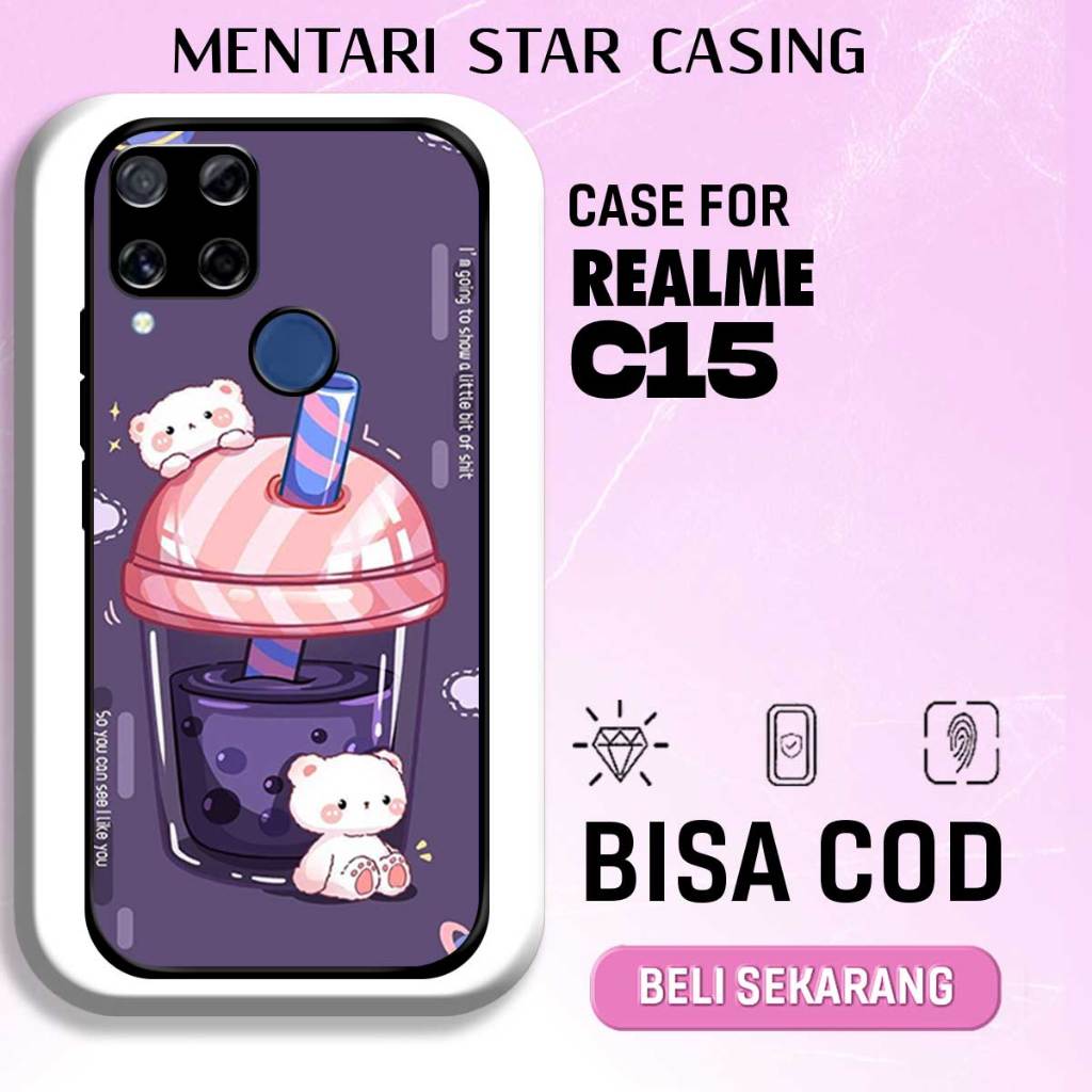 CASE REALME C15 - Softcase Premium Matte Hard Case - Case Glossy Motif CUTE