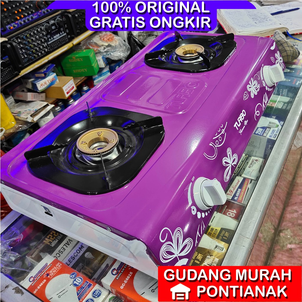Kompor Gas TURBO 2 Tungku GS 2077 - SNI Si API BIRU warna UNGU