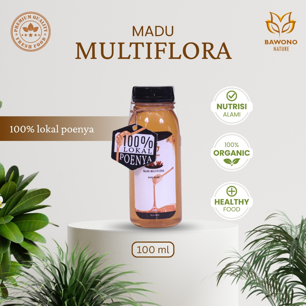 

Madu Multiflora Murni 100 ml Organik Bawono Nature - 100% Madu Herbal Asli, Alami, Kaya Nutrisi