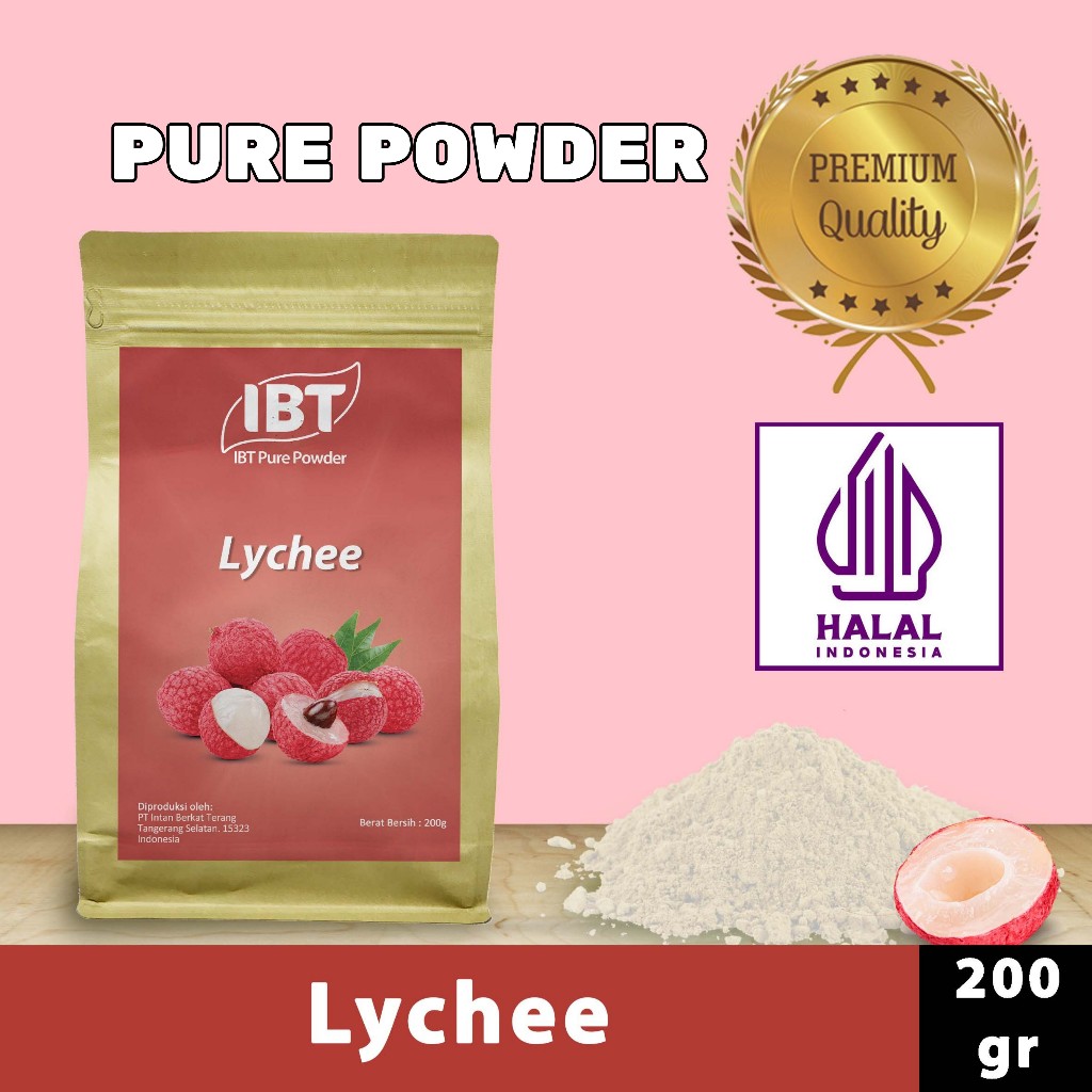 

Pure Lychee Powder Essence Murni Bubuk Leci Import Makanan Kue 200 gr