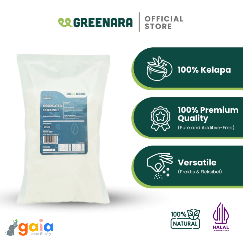 

Greenara Dessicated Coconut 250gr | Buah Kelapa Parut