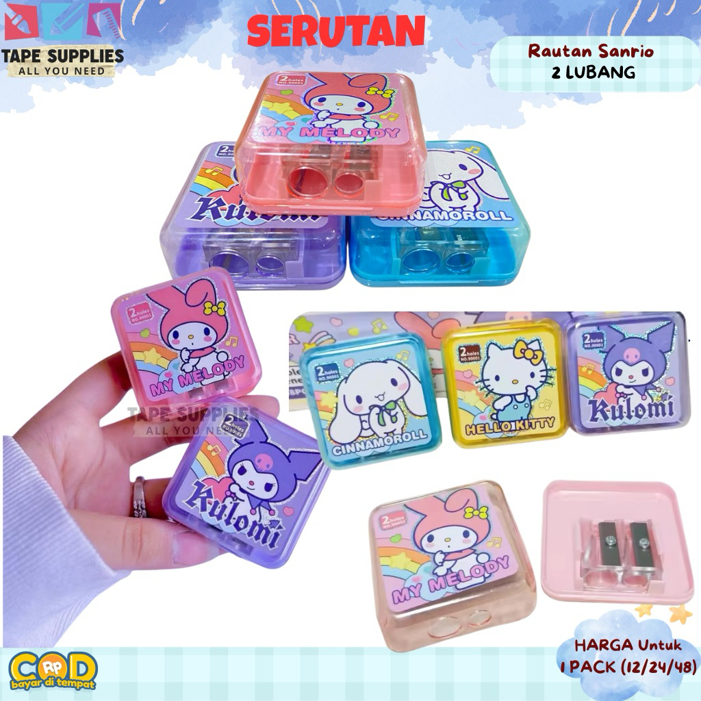 

Rautan Pensil Sanrio 2 Lubang Karakter Lucu | Serutan Pensil Mini dengan Penampung