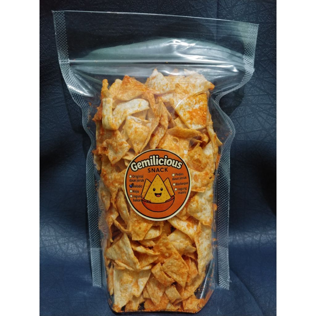 

Keripik Kulit Kebab { Balado } 220 g