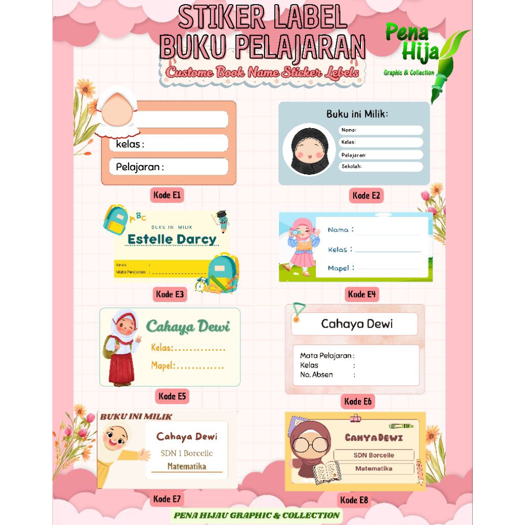 

Stiker Label Nama Buku Custom isi 30 pcs