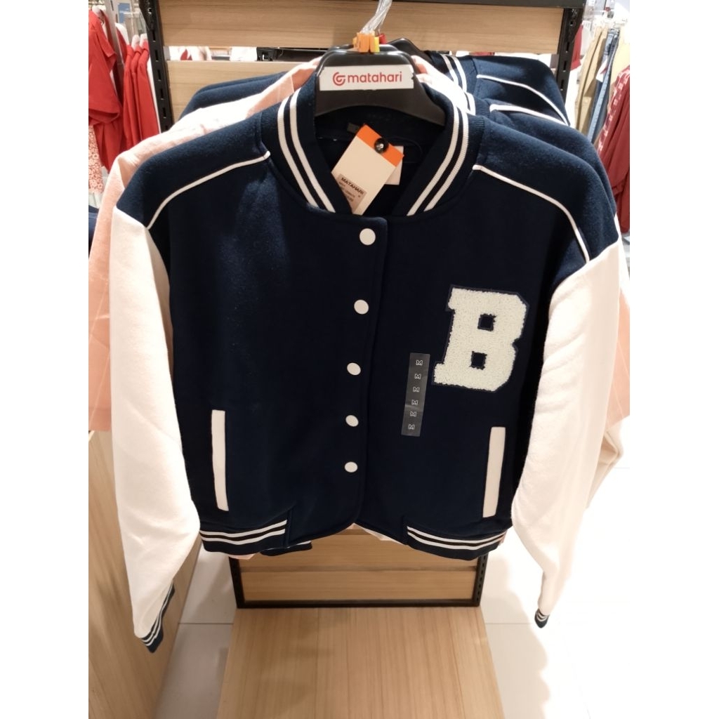 Nevada - Boxy Fleece Varsity Jacket Wanita