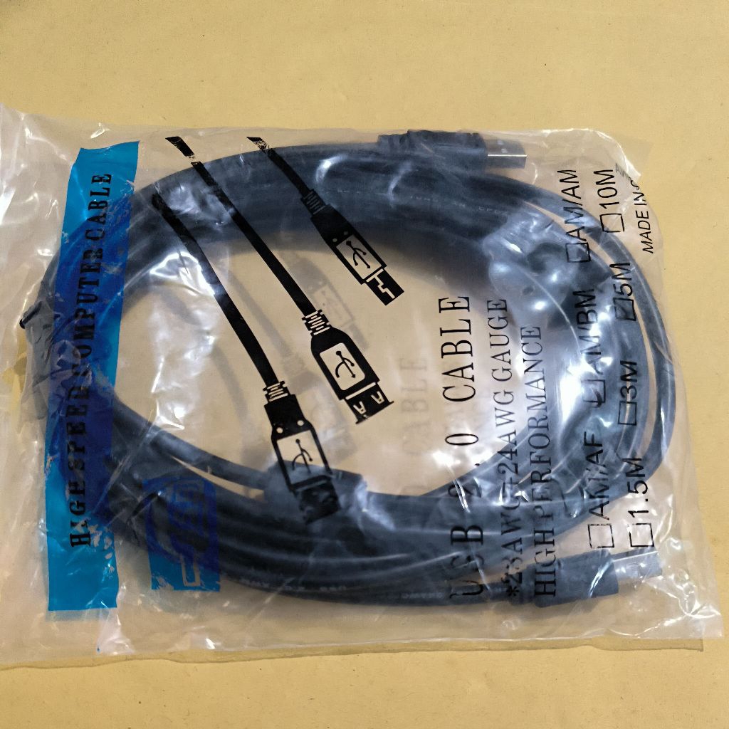 Kabel USB Printer 5M Cable Printer USB Standard Printer Epson Canon HP Panjang 5 Meter Warna Putih
