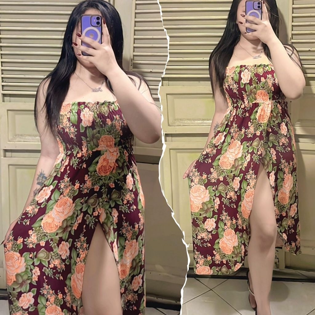 daster bali panjang kerut tali dada syahmira