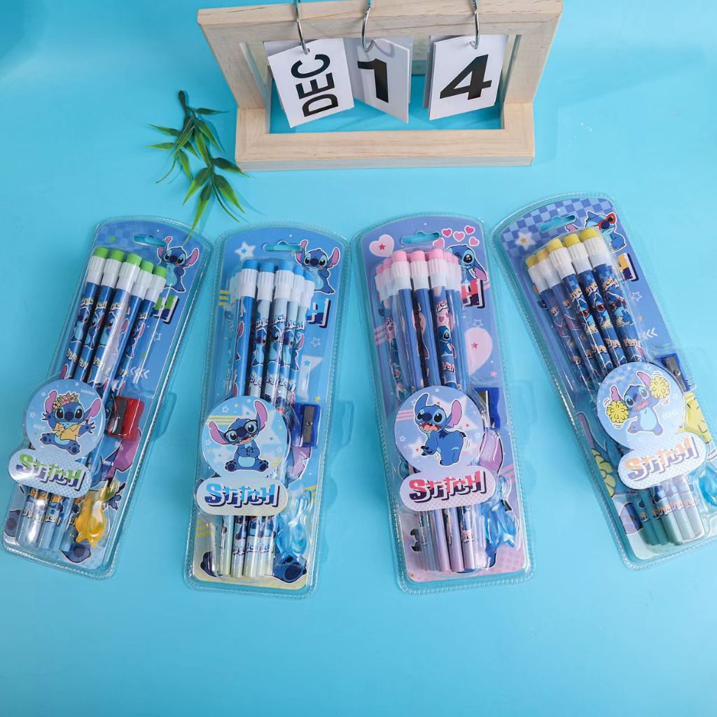 

{Lilo Stitch} Set Pensil HB + Rautan Premium Lucu dan Imut Karakter Lilo Stitch by Kakabicam