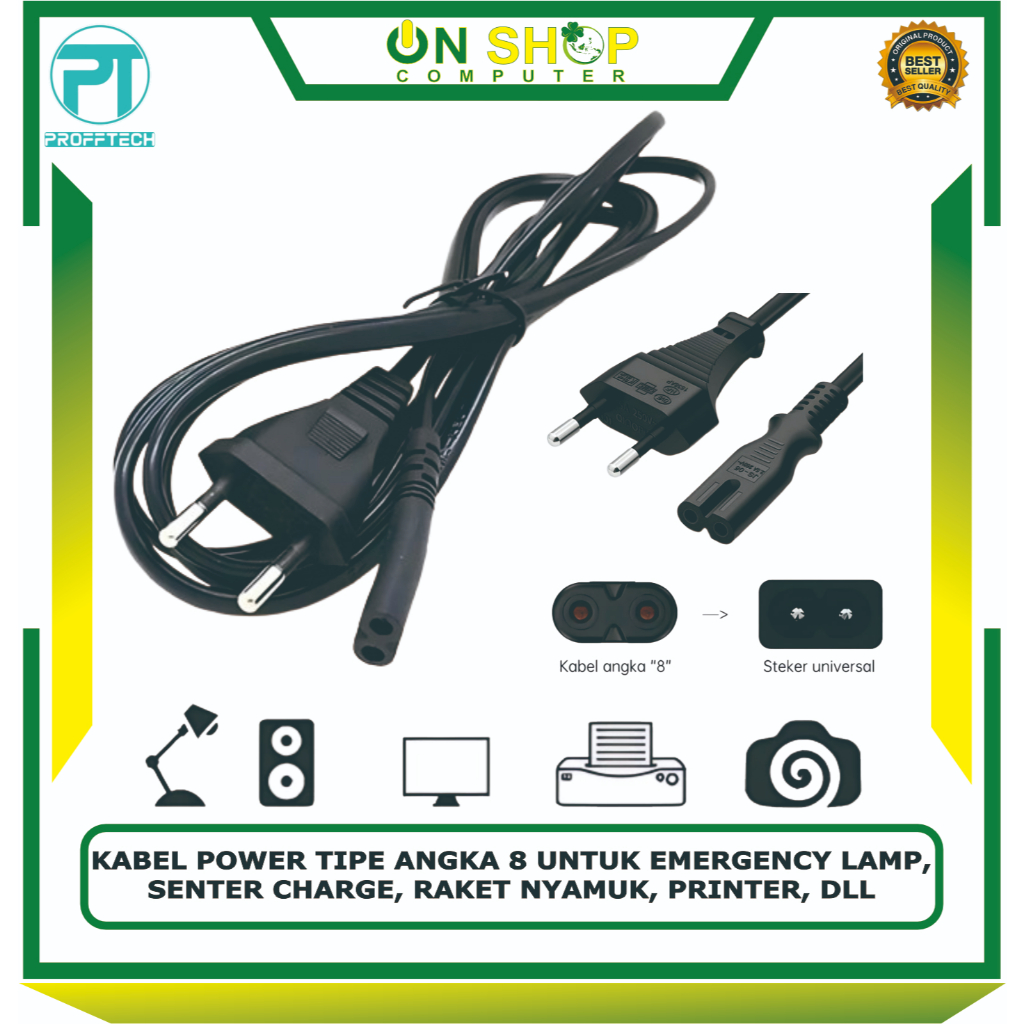 Kabel Power kabel angka 8 kabel printer HP Epson 1.5m / Kabel Power Angka 8/Kabel Cas Kabel Listrik