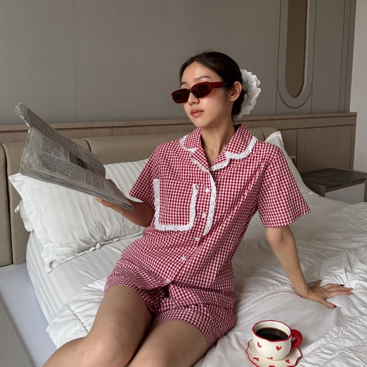 [PAJAMASTORY] Rola Set - Setelan Piyama Wanita Lengan Pendek Celana Pendek Katun Premium - Simple Ca