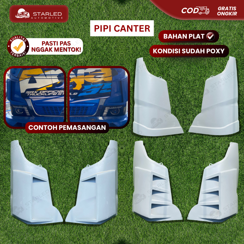Pipi Truk Canter Custom Polos Sipit Lubang 1 Lubang 3 JB5 Bahan Plat Besi Sudah Poxy