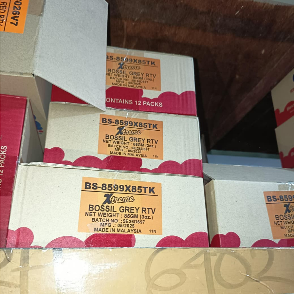 BOSSIL – (38Gr, 85gr )LEM BOSSIL XTREME GREY RTV KUAT TAHAN PANAS UNTUK MESIN DAN GASKET 38 GRAM 85 GRAM