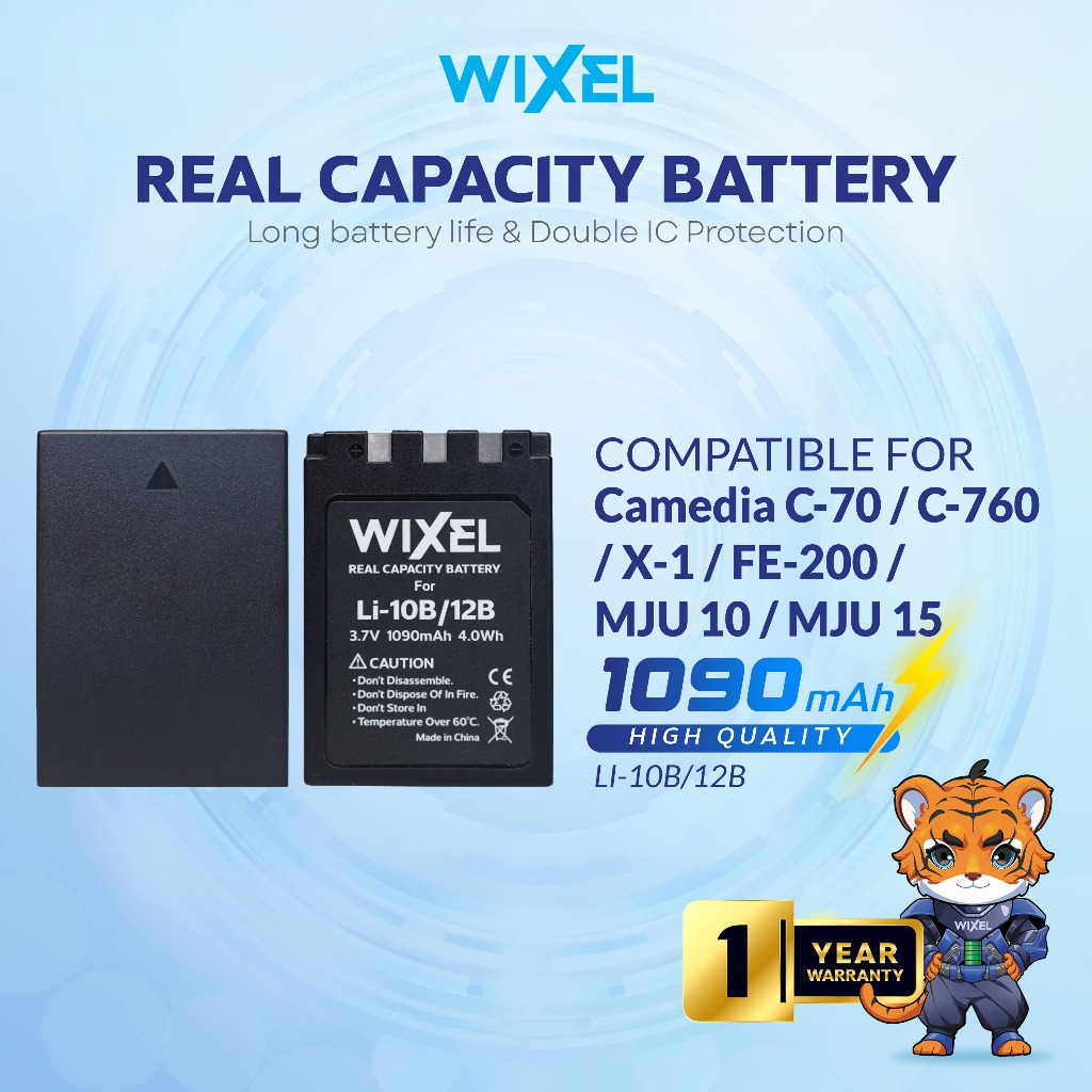 WIXEL Baterai Kamera LI-10B / LI-12B for Olympus Camedia C-70 C-7000 C-760 C-765 C-770 D-590 X-1 X-2