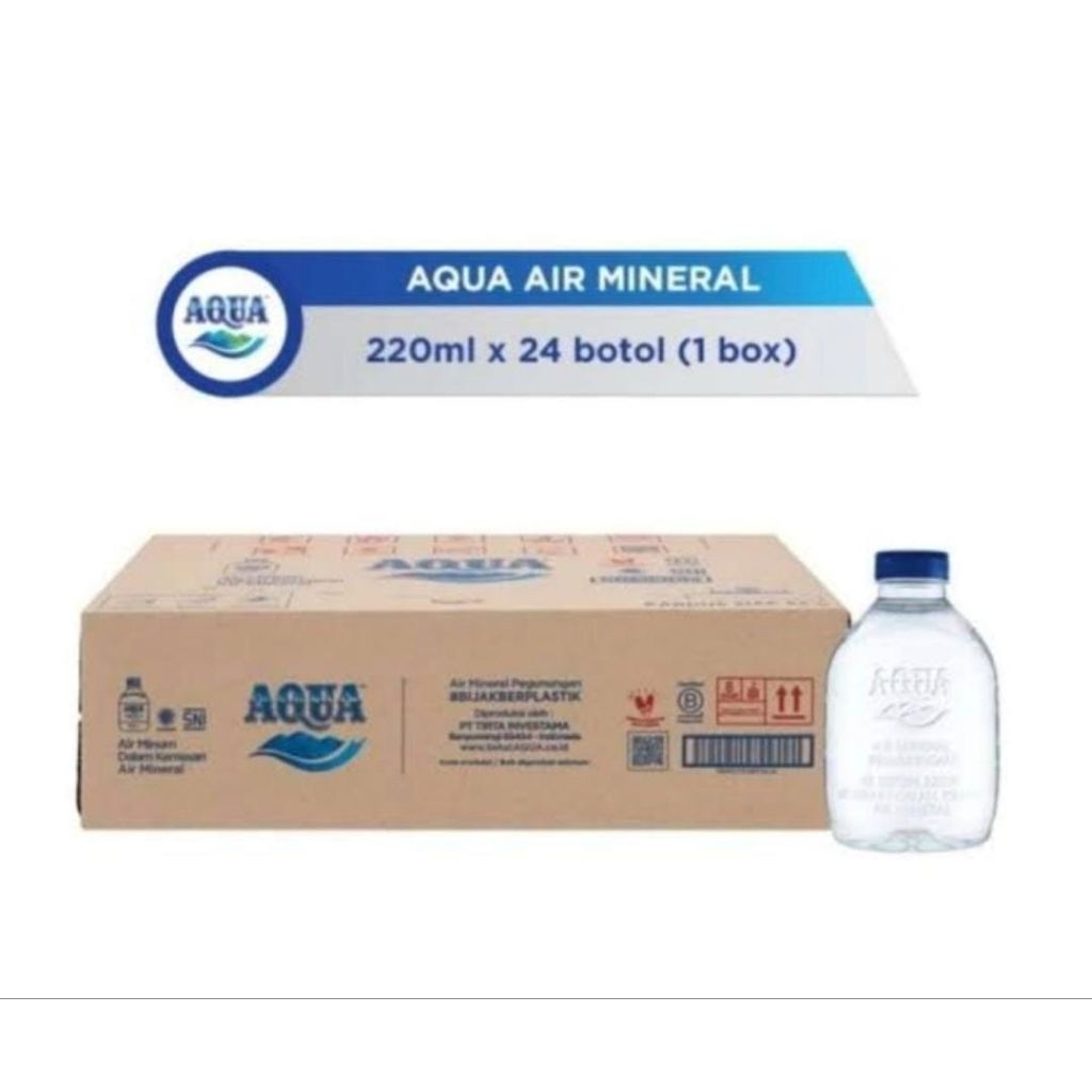 

AQUA Air Mineral 220ml x 24 Botol | 1 Box | Minuman Segar & Higienis