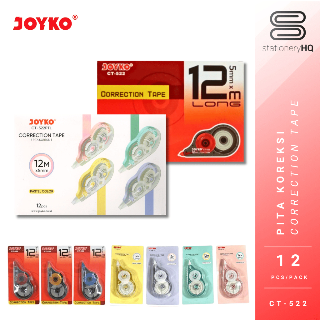 

(12 Pcs) Joyko Tipe Ex Kertas Correction Kertas CT-522 / CT-522PTL