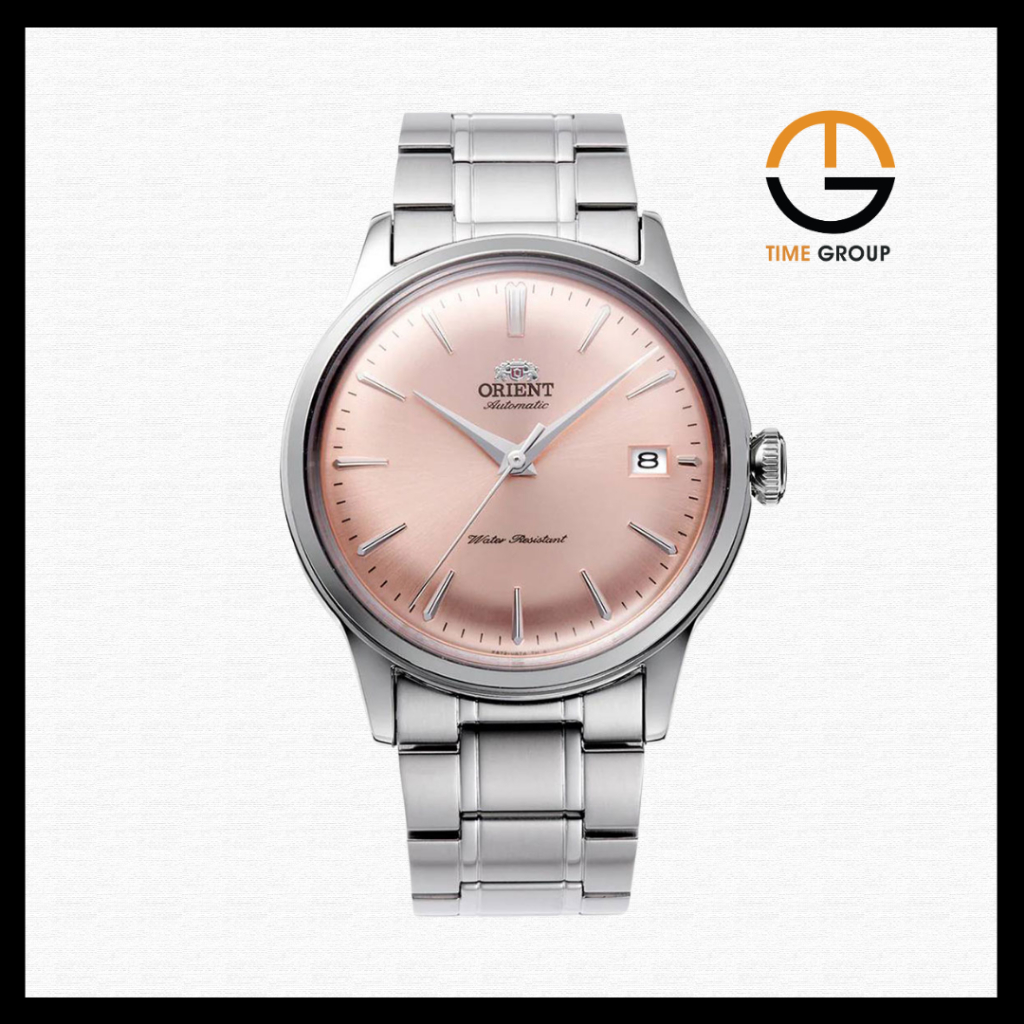 JAM TANGAN WANITA ORIENT BAMBINO RA-AC0M11Y AUTOMATIC LIGHT PINK DIAL STAINLESS STEEL BRACELET