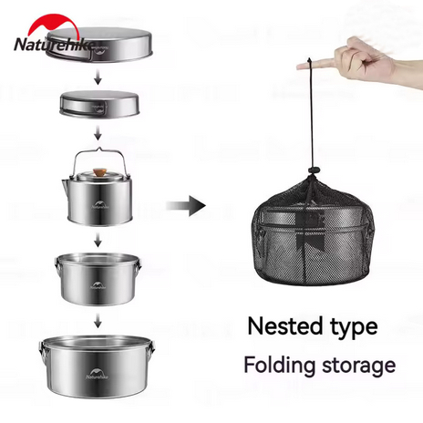COOKING SET 3 IN 1 STAINLESS STEEL NATUREHIKE NH22CJ005