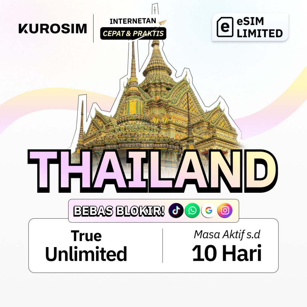 eSIM Thailand Kuota Besar KUROSIM Support TIKTOK | Internet Travel Data Roaming Bangkok Thailand