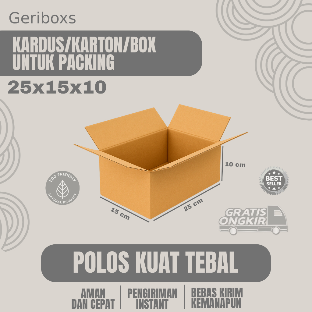 

Kardus Packing Ukuran 25x15x10 Polos Box Cogurated tebal kuat termurah