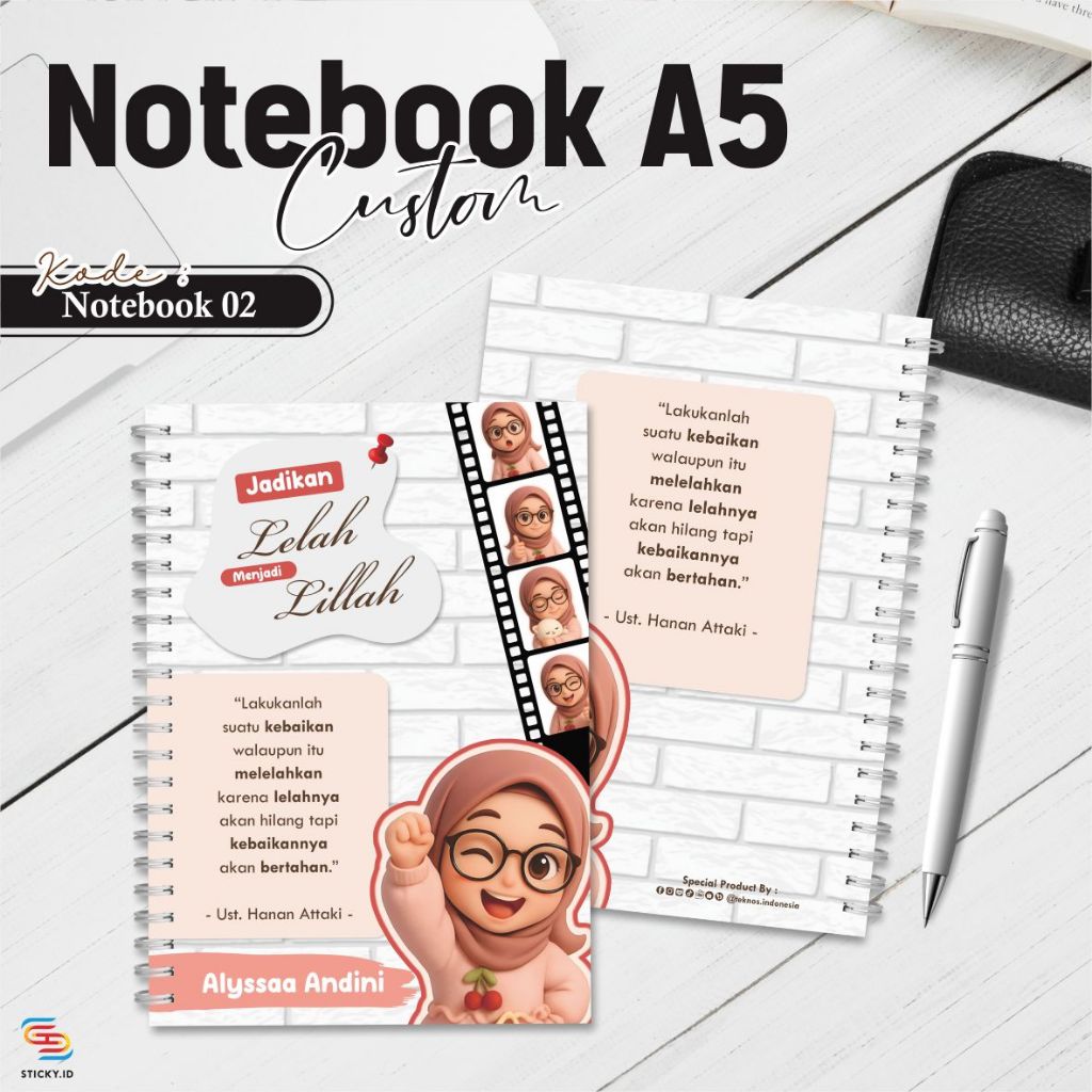 

NOTEBOOK SOFTCOVER CUSTOM - BUKU CATATAN A5 SPIRAL PREMIUM - ISI GARIS DAN KOTAK PREMIUM