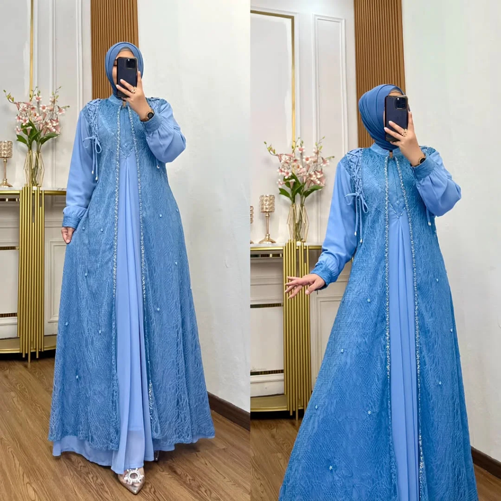 Sarie_Fashion Devita Dress Bahan Ceruty Babydall Gamis Terbaru 2025 Dress Kondangan Wanita Murah