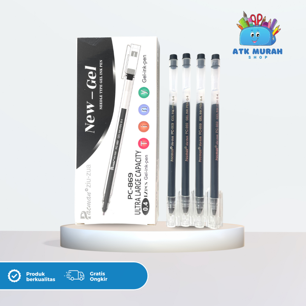 

( 12 PCS ) Ball Point / Pulpen Pacman Gel Ink Ziuzua PC-869