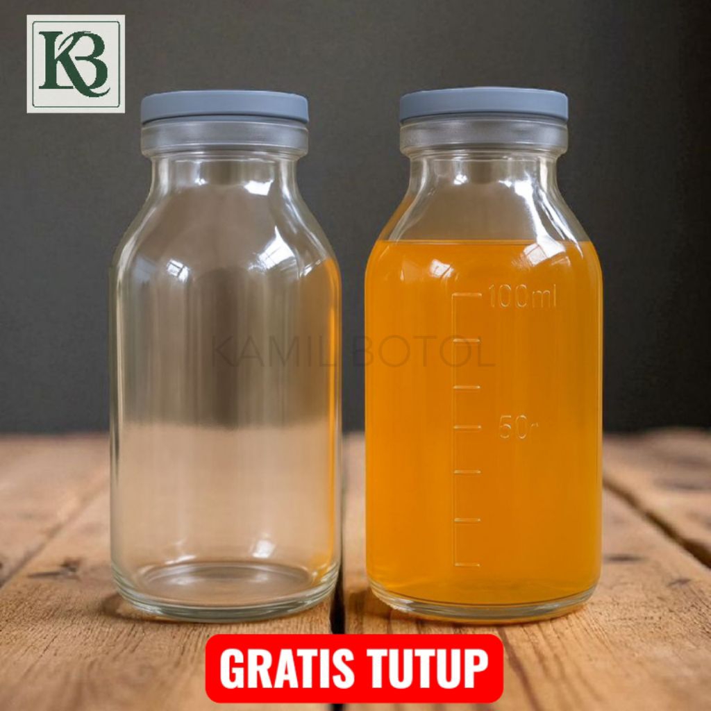 Botol Susu Kaca Botol Asi Kaca 100ml + Tutup - Gratis Buble Wrap, Botol ASI Perah, Botol MPASI, Boto