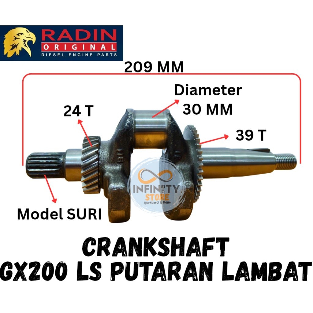 GX200 LS crankshaft / as krok putaran lambat radin