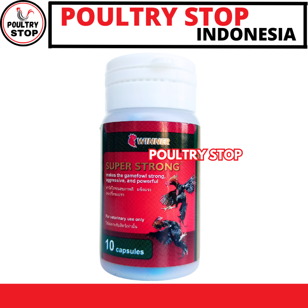SUPER STRONG 10 KAPSUL (1BOTOL) - Vitamin Ayam Aduan - Jamu Ayam Aduan Laga Tarung Bangkok - Supleme