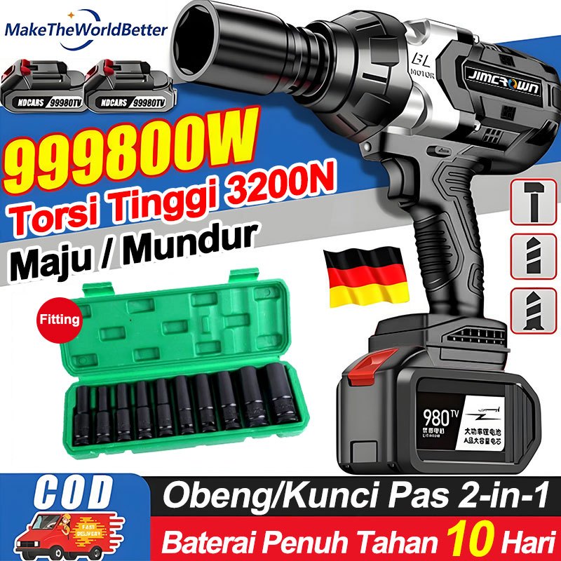 COD impact wrench 3in1 1799V 3200N/M Bor Impact 2 Baterai Bor Impact Serbaguna Cordless Impact Wrenc