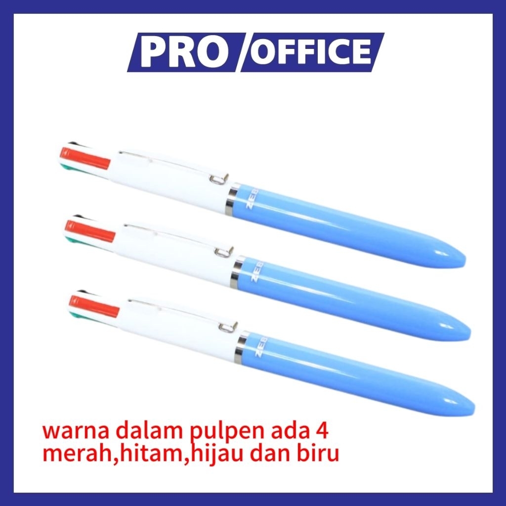 

ProOffice - Pulpen 4 Warna Zebra A4C | Ballpoint Multifungsi Praktis