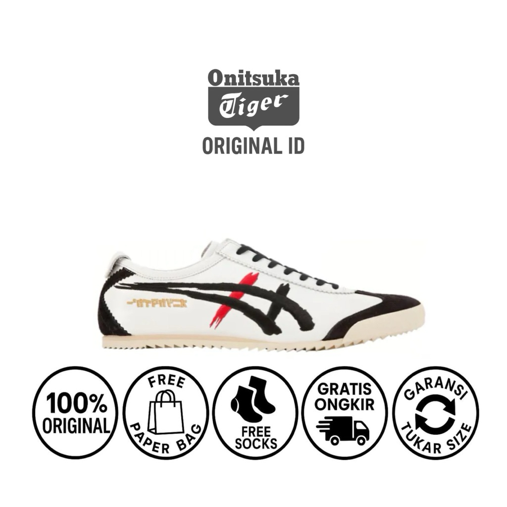 Sepatu sneakers onitsuka mexico 66 nippon kabuki white black red/ sepatu sneakers pria
