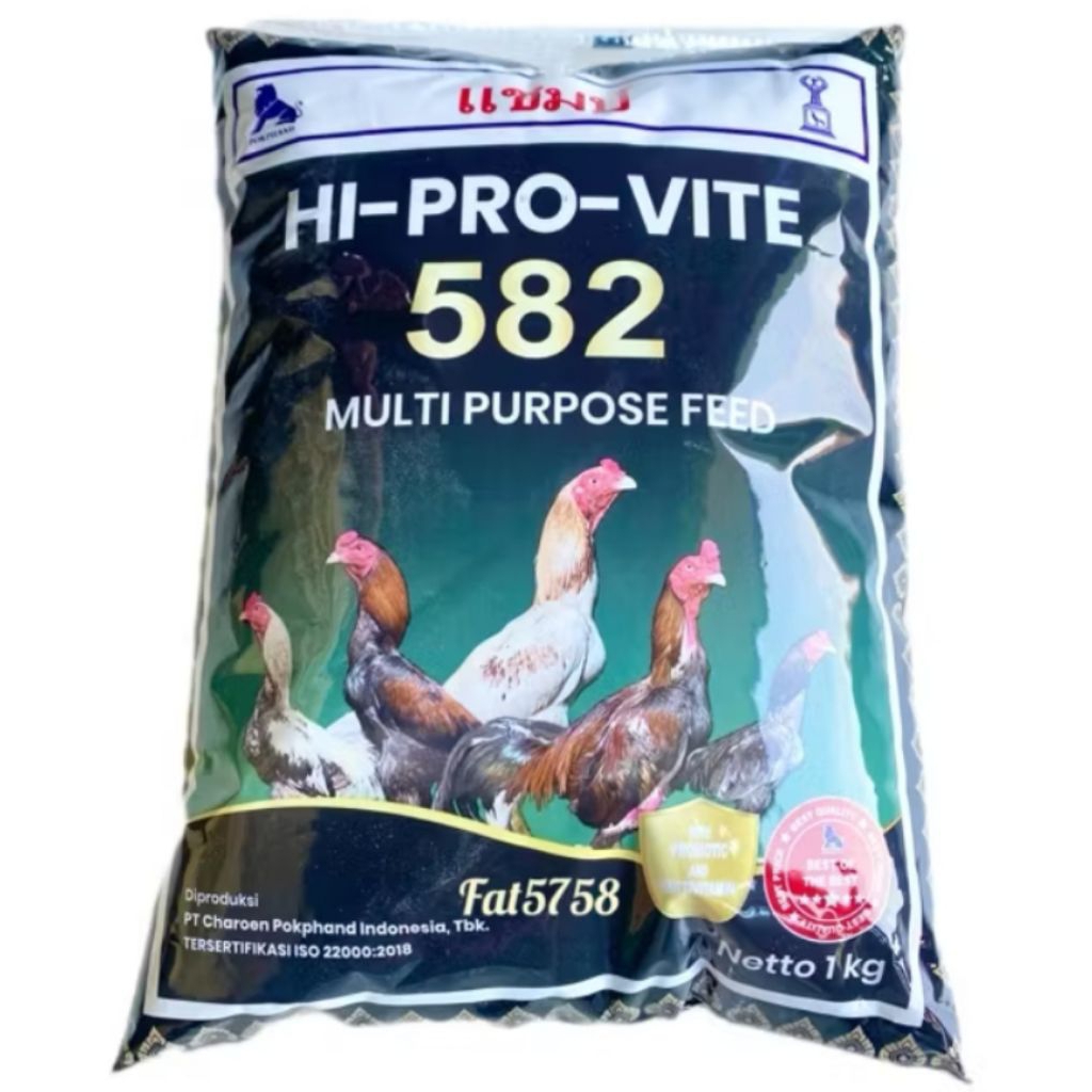 Pakan ayam 582 kemasan 1 kg PUR AYAM BANGKOK & POER ayam kampung