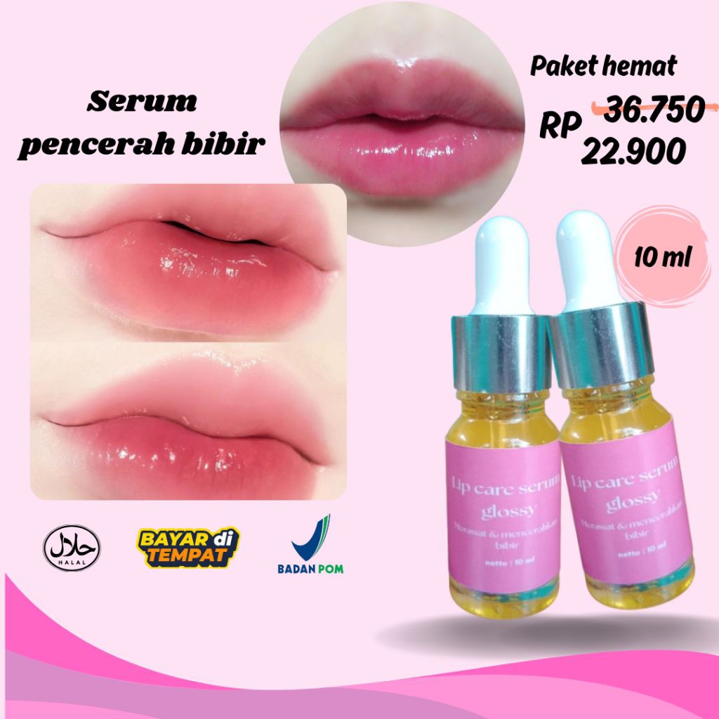 serum bibir serum pencerah bibir serum bibir pink perawatan bibir lip serum glosy serum bibir halal 