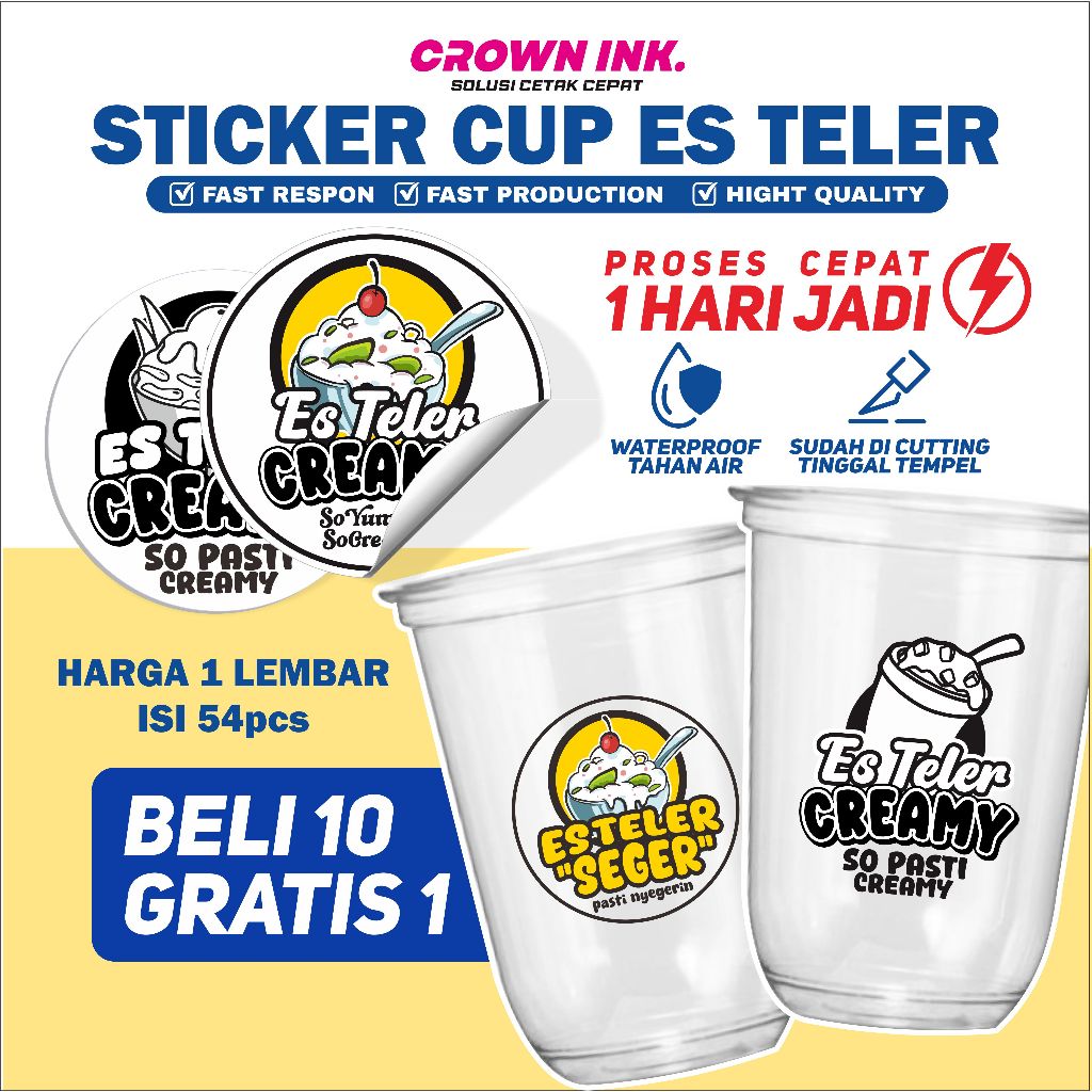 

CETAK STIKER ES TELER | CETAK STIKER TRANSPARAN ES TELER | STIKER CUP ES TELER