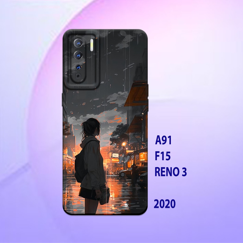 Silikon oppo A91 - oppo F15 - oppo Reno 3 _Casing case Proteksi HP bahan Lentur Tebal  Warna Hitam