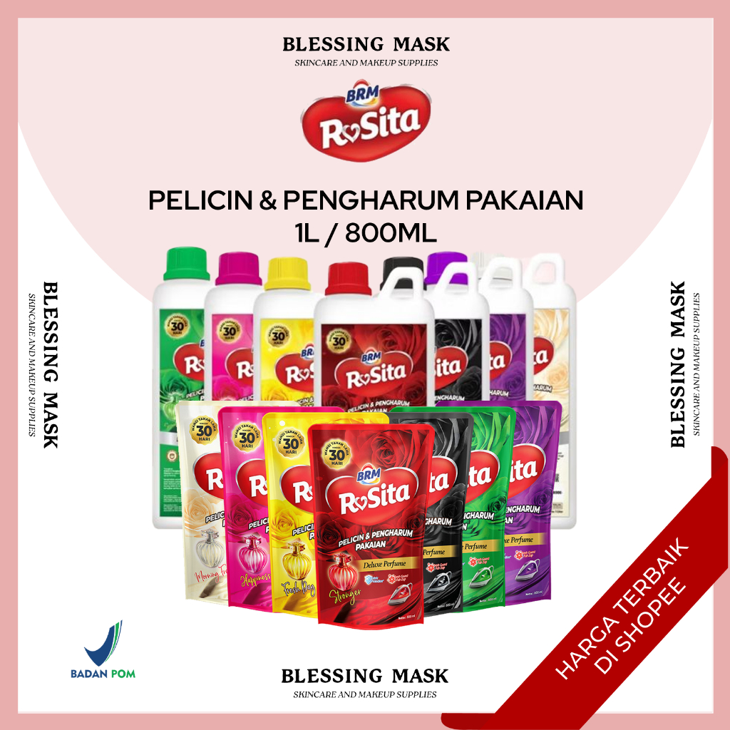 Berkah Rosita Mandiri Pelicin & Pengharum Pakaian 1L | 900mL | BRM 1 Liter