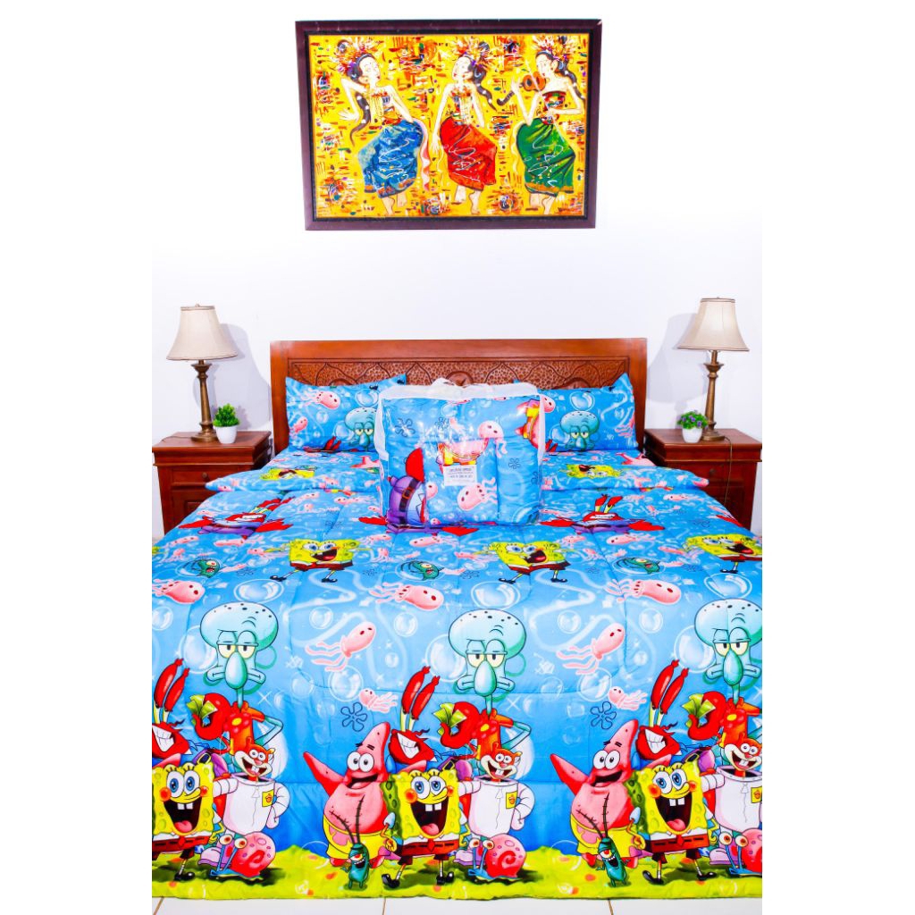 BEDCOVER SET SPREI UK LENGKAP SPONGEBOB