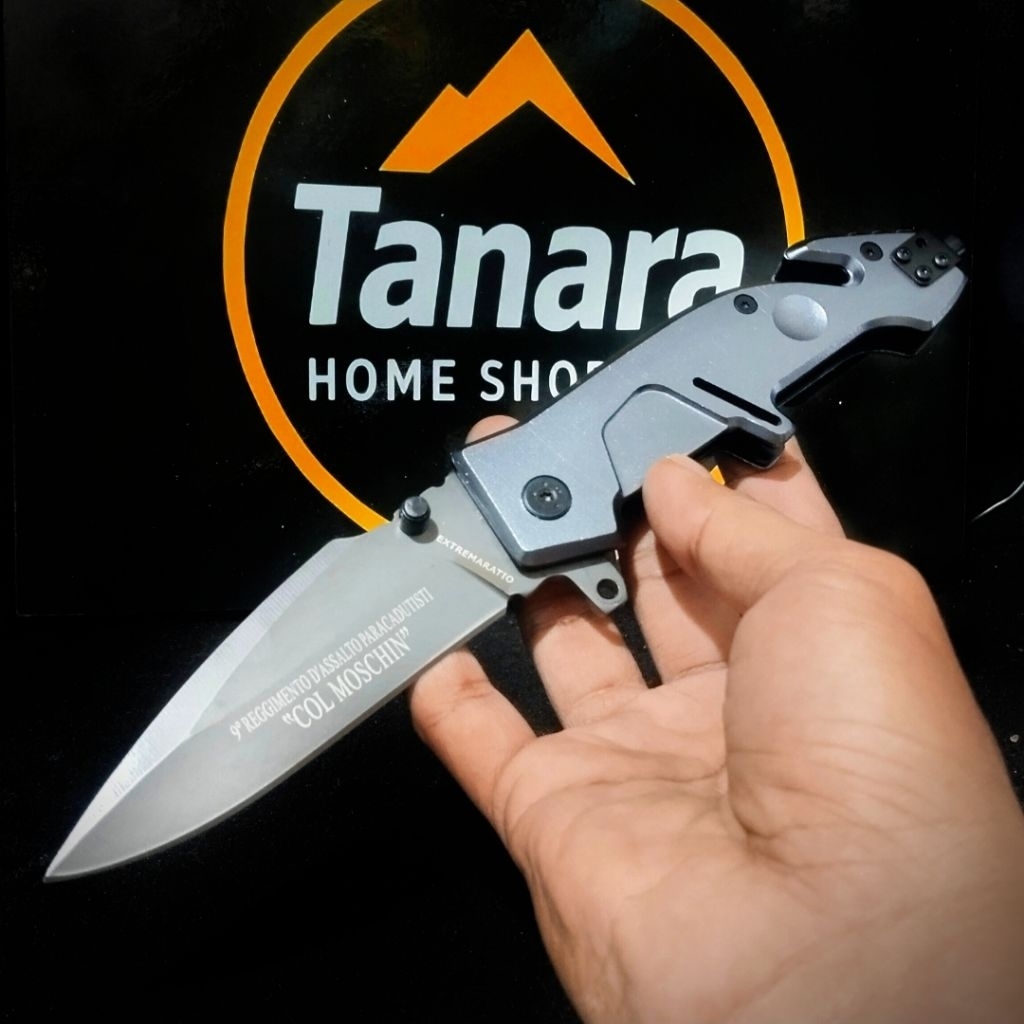 Pisau Saku Lipat Survival Outdoor Automatic Titanium Knife Made In Italy "Pisau survival lipat