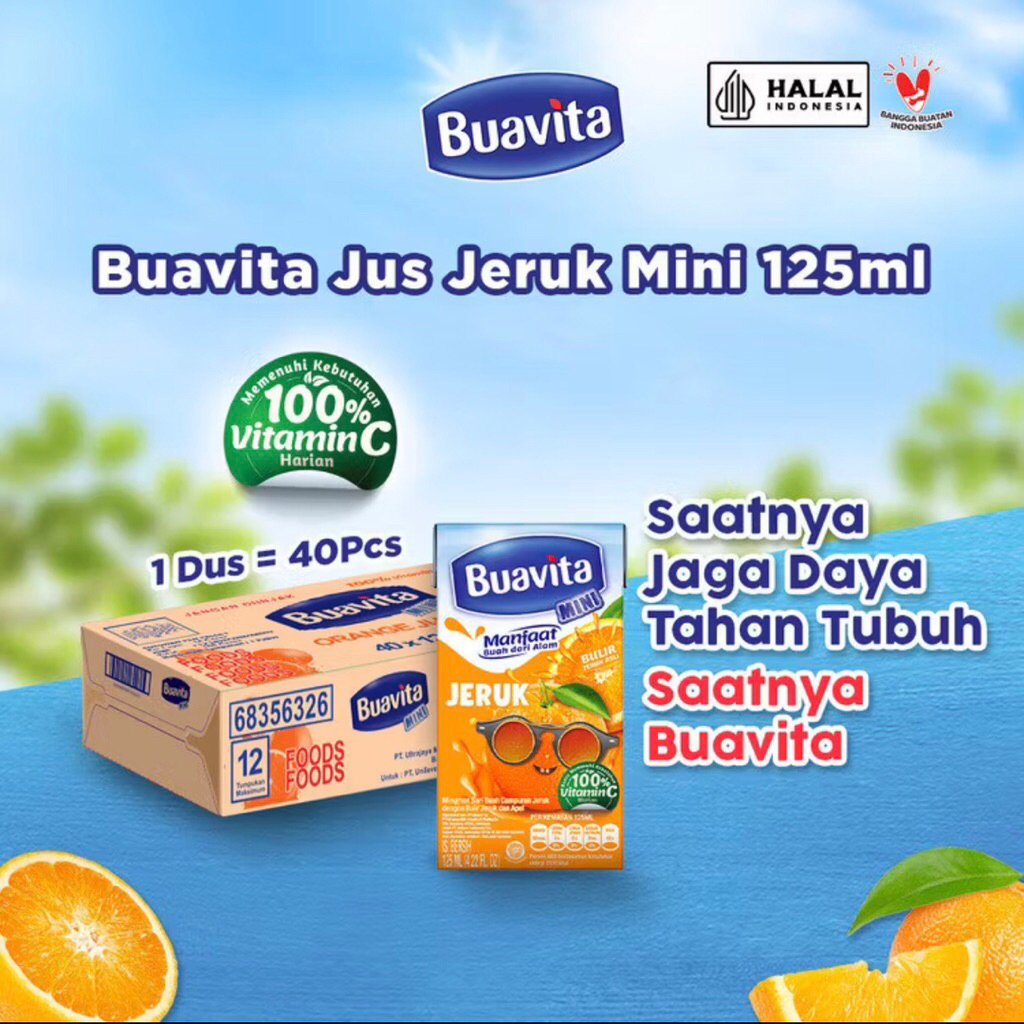 Buavita Orange Buavita Jeruk isi 125 ml 40 pcs 1Dus Juice Jus