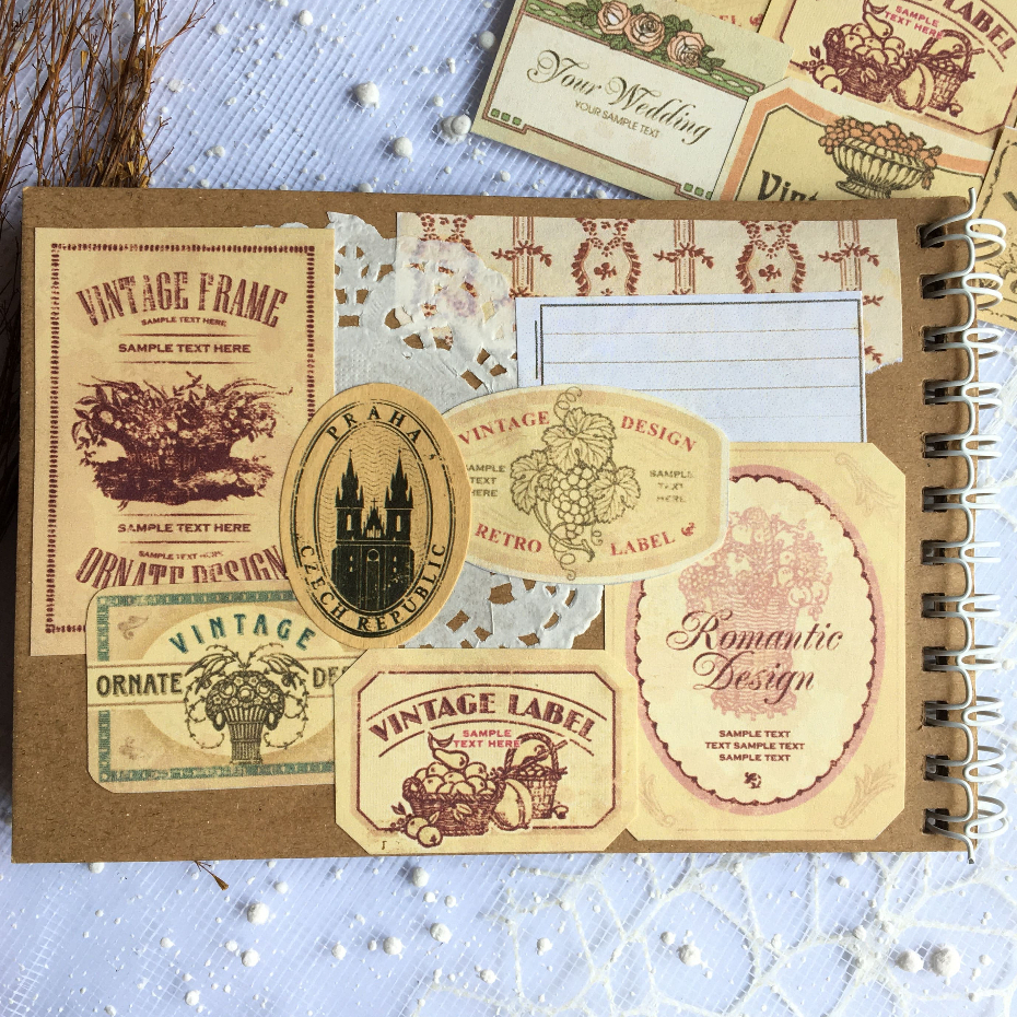 

10pcs Deco Scrapbook Vintage Hiasan Buku Jadul Journaling dengan Desain Romantic dan Ornate Label Klasik
