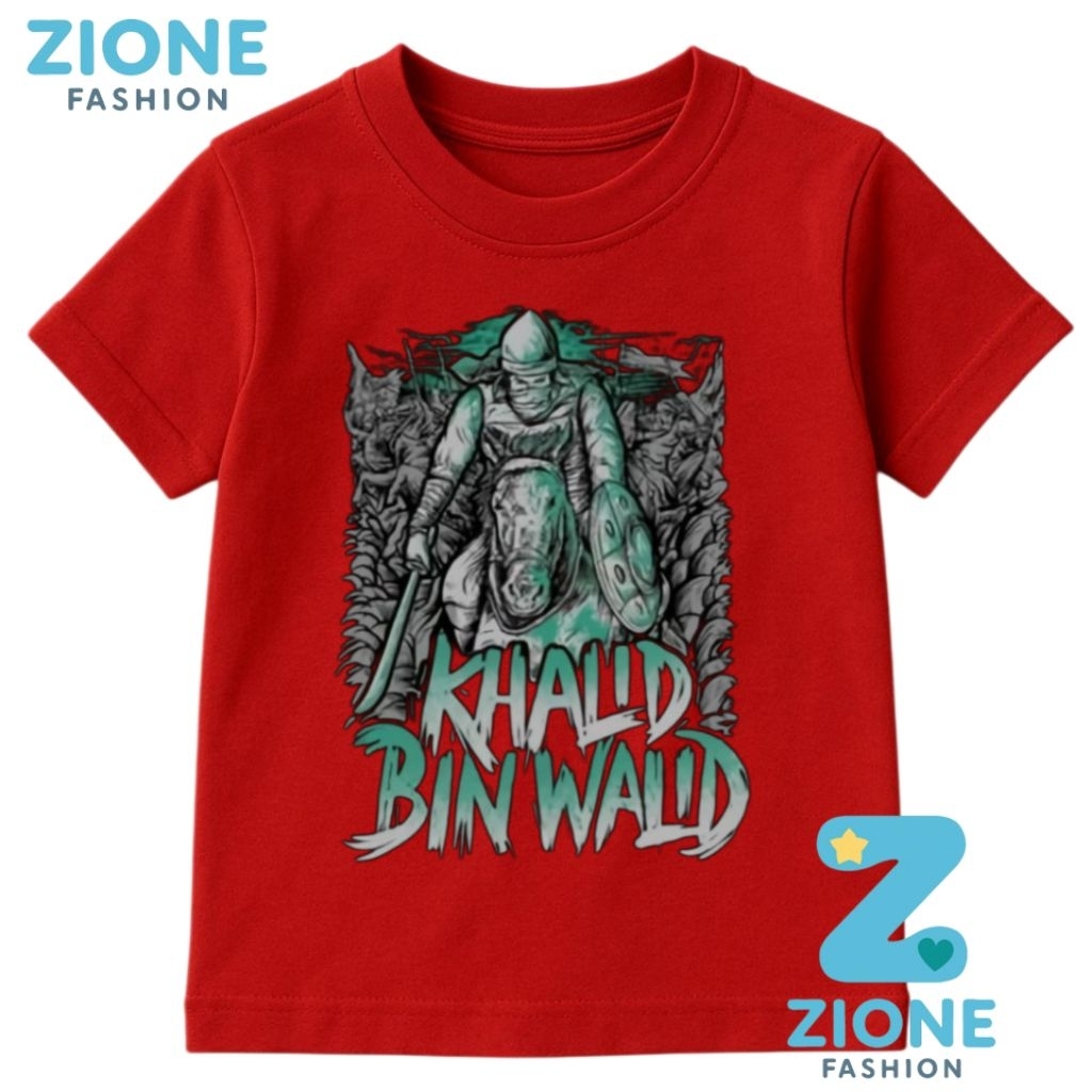 (BISA COD) Kaos Khalid Bin Walid Anak Muslim | Baju Islami Kids T-shirt Grafis Ksatria