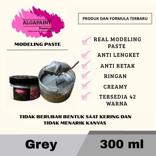 

Algapaint premium modeling paste GREY / sculpture / impasto /teksture art / tekstur / lukisan aesthetic / cat akrilik /painting / relief /water base