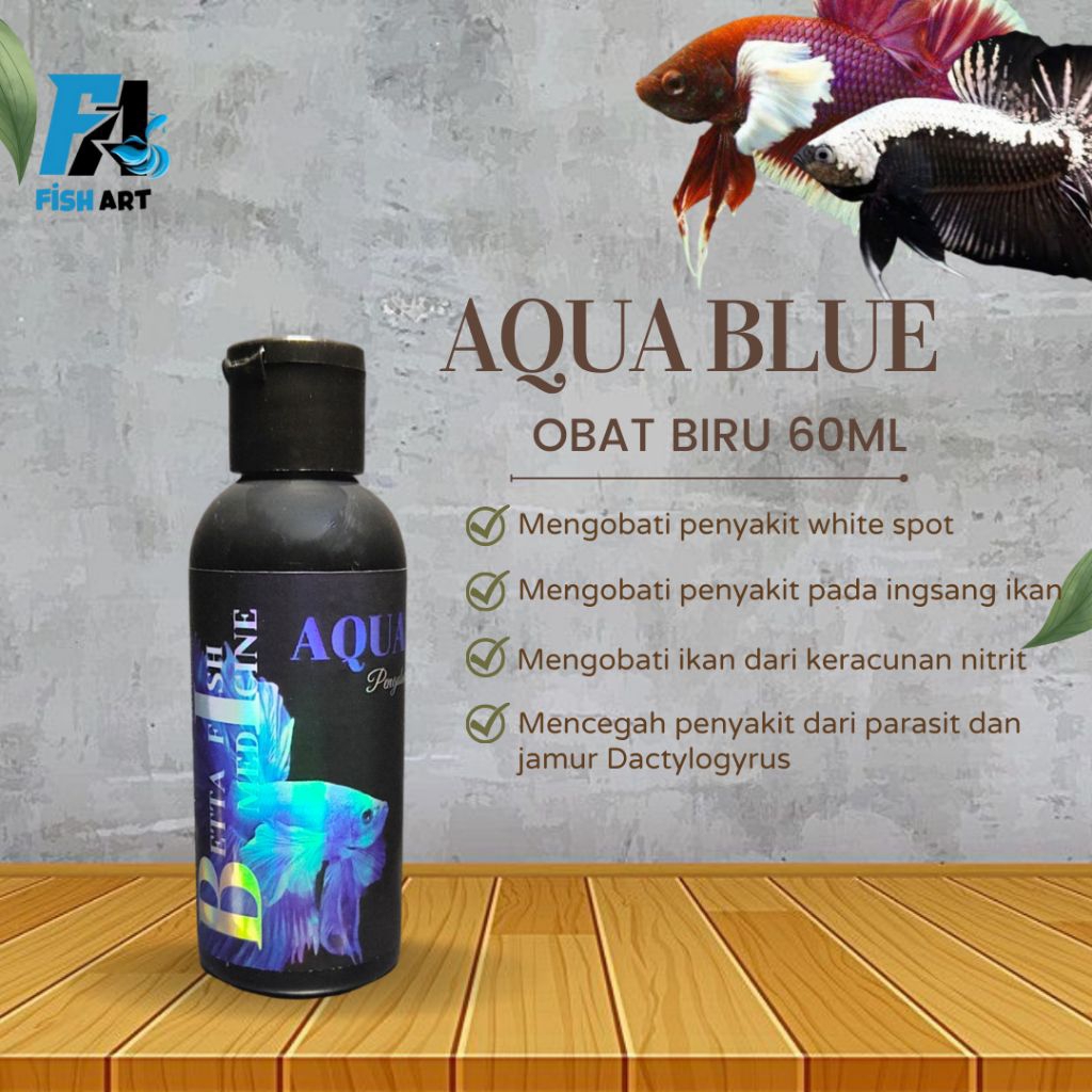 OBAT BIRU AQUA BLUE CUPANG 60ml | UNTUK PENGOBATAN IKAN CUPANG FINROT | OBAT BIRU IKAN CUPANG 60ml