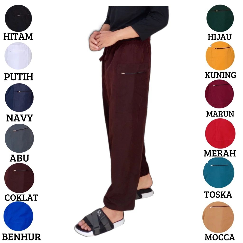 Celana Sirwal Coklat Pangsi Dewasa Komprang Bahan Katun